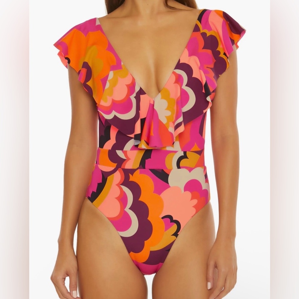 Trina Turk Fan Faire Ruffle One-Piece Swimsuit